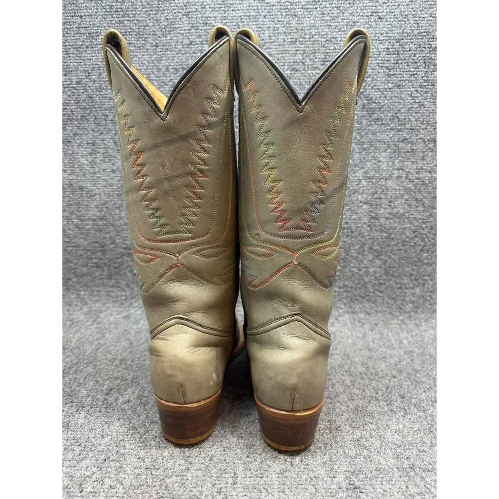 Men’s Leather Western Cowboy Boots Size 8.5 M Tan Brown